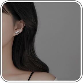 Ear Climbers Earrings for Women Silver Angel Wing Earrings Hollow Wing Crawler Earrings Shiny Cubic Zirconia Earringsfor Girls LightWeight Fashion Jewelry Gifts Hypoallergenic