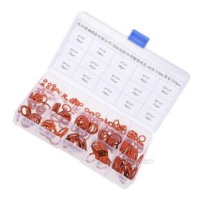 Silicone Rubber O Ring Assortment Kit, 15 Sizes, Silicone Flexible Nitrile Metric Pressure Washer O-Rings Gasket -(Applications: for Automotive Plumbing Sealing Repair), 225-Pieces