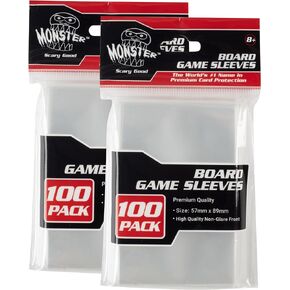 Monster Protectors Clear Board Game Card Sleeves (200 Pack) – Standard American Size (57 x 89mm) Protectors, 100 Micron Thickness Sleeves for Premium Protection