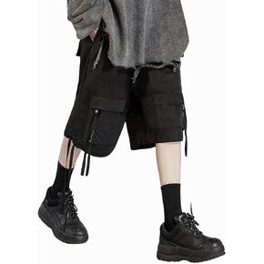 Verdusa Men's Drawstring Waist Zipper Baggy Cargo Shorts with Pockets