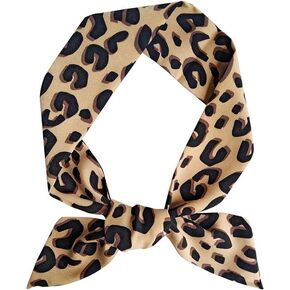 Brown Leopard Neck Tie Chic Skinny Scarf Hairband Stylish Purse Scarf Leopard Accessory Women's Fashion Scarves