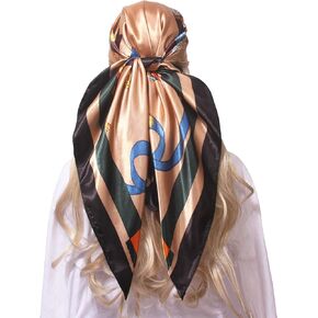 Square Scarves for Women Lightweight Large Satin Hair Scarf for Sleeping Silky Modal Hijab Bandana Neckerchief, 35"*35"