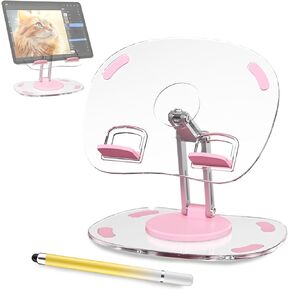 Acrylic Tablet Stand for Desk Clear Stand for Ipad Holder with 360 Rotatable Base Compatible with iPad Pro Air Mini (Black)