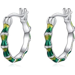 Leaf Hoop Earrings Sterling Silver Small Huggies Leaves Jewelry for Women Girls, 16mm