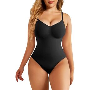 SHEKINI Body Shaper Sculpting Thong Bodysuit for Women Seamless Tummy Control Shapewear Tank Top Plus Size (Black, XXS/XS)