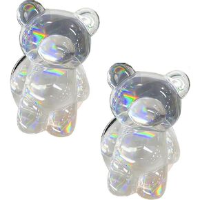 2PCS Bear Transparent Mobile Phone Grip Stand Finger Stand 3D Laser Phone Griptok Folding Easy Installation Smooth Cute Accessories