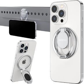 Magnetic Phone Ring Grip Holder Stand, Compatible with MagSafe iPhone 14/13/12 Accessories, Kickstand and Foldable Design for Gym, Desk, Tablets and Universal Magnetic Car Mount
