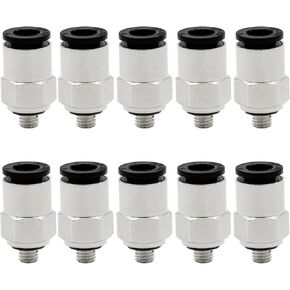 Baomain 10PCS Quick Fittings 6mm Push In Joint Thread Male M5 PC6-M5 Pneumatic Connector Quick Fittings