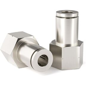 TAILONZ PNEUMATIC Copper Nickel Plating Female Straight 1/4 Inch Tube OD x 1/4 Inch NPT Thread Push to Connect Fittings PCF-1/4-N2(Pack of 10)