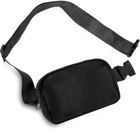Black Fanny Pack, Crossbody Fanny Pack for Women Men, Fashionable Bum Bag for Running Hiking Travel Workout Adjustable Strap -Black in Saudi Arabia