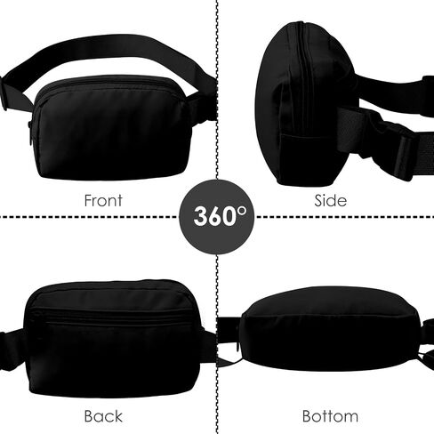 Black Fanny Pack, Crossbody Fanny Pack for Women Men, Fashionable Bum Bag for Running Hiking Travel Workout Adjustable Strap -Black in Saudi Arabia