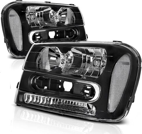 AUTOSAVER88 Headlights Assembly Compatible with 2002-2009 Trailblazer W/Full Width Grille Amber Reflector(Except Compatible with 2006-2009 LT models) in Saudi Arabia