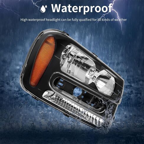 AUTOSAVER88 Headlights Assembly Compatible with 2002-2009 Trailblazer W/Full Width Grille Amber Reflector(Except Compatible with 2006-2009 LT models) in Saudi Arabia