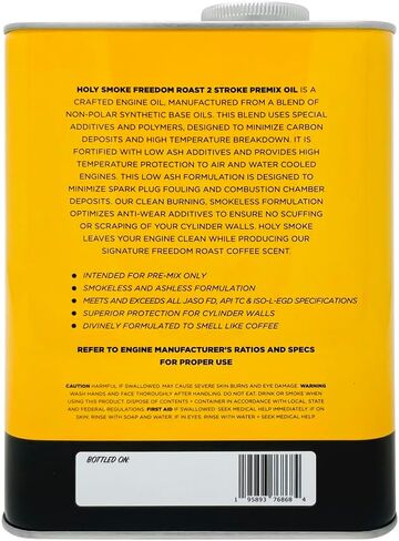 2 Stroke Oil | Holy Smoke Freedom Roast | Full Synthetic Premix for Dirtbikes, Outboards, JetSki, Lawn Equpment, and Two Cycles Engines | 64 oz Made in USA - Reverend Motors in Saudi Arabia