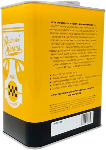 2 Stroke Oil | Holy Smoke Freedom Roast | Full Synthetic Premix for Dirtbikes, Outboards, JetSki, Lawn Equpment, and Two Cycles Engines | 64 oz Made in USA - Reverend Motors in Saudi Arabia