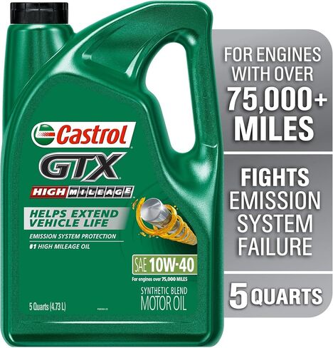 Castrol GTX High Mileage 10W-40 Synthetic Blend Motor Oil, 5 Quarts, Pack of 3 in Saudi Arabia