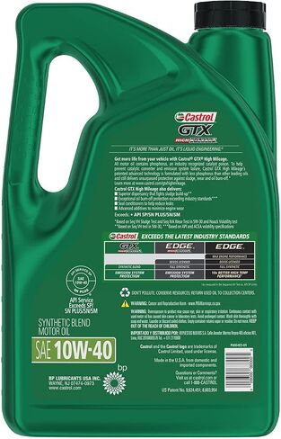 Castrol GTX High Mileage 10W-40 Synthetic Blend Motor Oil, 5 Quarts, Pack of 3 in Saudi Arabia