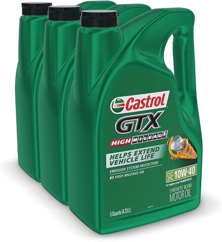 Castrol GTX High Mileage 10W-40 Synthetic Blend Motor Oil, 5 Quarts, Pack of 3 in Saudi Arabia