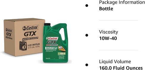 Castrol GTX High Mileage 10W-40 Synthetic Blend Motor Oil, 5 Quarts, Pack of 3 in Saudi Arabia