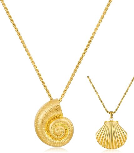 CLASSYZINT الذهب محارة شل قلادة للنساء، خمر المحيط صدف المختنق قلادة قلادة، لذيذ قابل للتعديل محارة شل سلسلة قلادة in Kuwait