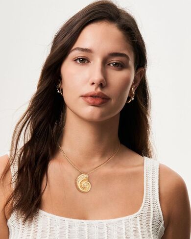 CLASSYZINT الذهب محارة شل قلادة للنساء، خمر المحيط صدف المختنق قلادة قلادة، لذيذ قابل للتعديل محارة شل سلسلة قلادة in Kuwait