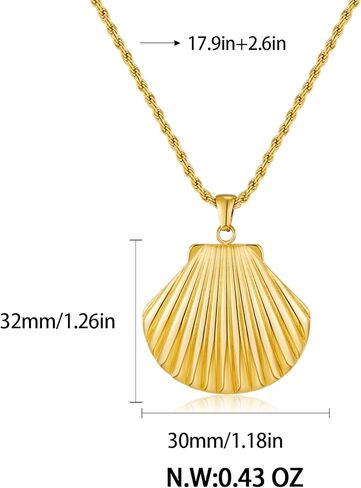 CLASSYZINT الذهب محارة شل قلادة للنساء، خمر المحيط صدف المختنق قلادة قلادة، لذيذ قابل للتعديل محارة شل سلسلة قلادة in Kuwait