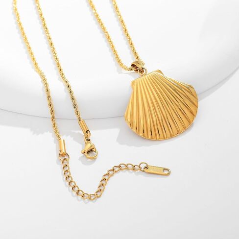 CLASSYZINT الذهب محارة شل قلادة للنساء، خمر المحيط صدف المختنق قلادة قلادة، لذيذ قابل للتعديل محارة شل سلسلة قلادة in Kuwait