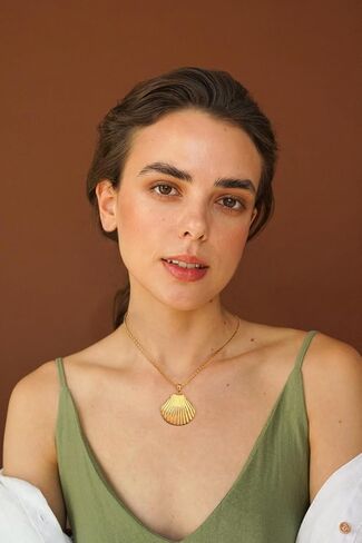 CLASSYZINT الذهب محارة شل قلادة للنساء، خمر المحيط صدف المختنق قلادة قلادة، لذيذ قابل للتعديل محارة شل سلسلة قلادة in Kuwait