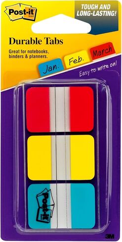 Post-it Tabs, 1 inch Solid, Red, Yellow, Blue, 12 Tabs/Color, 36 Tabs/On-the-Go Dispenser (686-RYBT) in Saudi Arabia