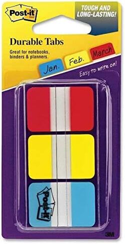 Post-it Tabs, 1 inch Solid, Red, Yellow, Blue, 12 Tabs/Color, 36 Tabs/On-the-Go Dispenser (686-RYBT) in Saudi Arabia