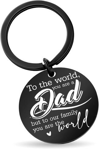 Cool Dad Gifts for Father‘s Day Best Dads ever Gift from Daughter Son Fathers Day Birthday Presents Idea for Men Adults Love You to My Daddy Sentimental You are the World Black Round Keychain in Saudi Arabia