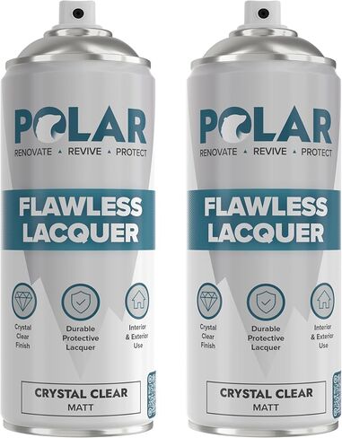 Polar Clear Matte Flawless Lacquer Spray - 2 x 13.5oz - Clear Coat Spray Paint - Non-Yellowing Varnish Spray - Interior & Exterior Surfaces for Wood, Metal, Plastics, Glass & Ceramics in Saudi Arabia