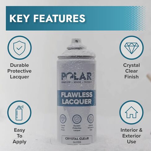 Polar Clear Matte Flawless Lacquer Spray - 2 x 13.5oz - Clear Coat Spray Paint - Non-Yellowing Varnish Spray - Interior & Exterior Surfaces for Wood, Metal, Plastics, Glass & Ceramics in Saudi Arabia
