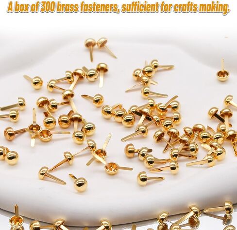 مشابك معدنية دائرية من LET'S MAKING مصنوعة من النحاس الورقي مقاس 1/2 بوصة، مشابك معدنية دائرية للحرف اليدوية والمستلزمات المدرسية (300 قطعة، ذهبي) in Kuwait