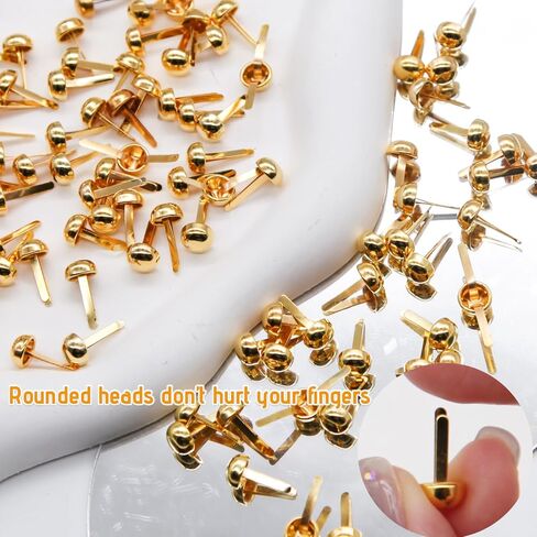 مشابك معدنية دائرية من LET'S MAKING مصنوعة من النحاس الورقي مقاس 1/2 بوصة، مشابك معدنية دائرية للحرف اليدوية والمستلزمات المدرسية (300 قطعة، ذهبي) in Kuwait