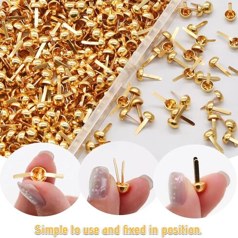 مشابك معدنية دائرية من LET'S MAKING مصنوعة من النحاس الورقي مقاس 1/2 بوصة، مشابك معدنية دائرية للحرف اليدوية والمستلزمات المدرسية (300 قطعة، ذهبي) in Kuwait