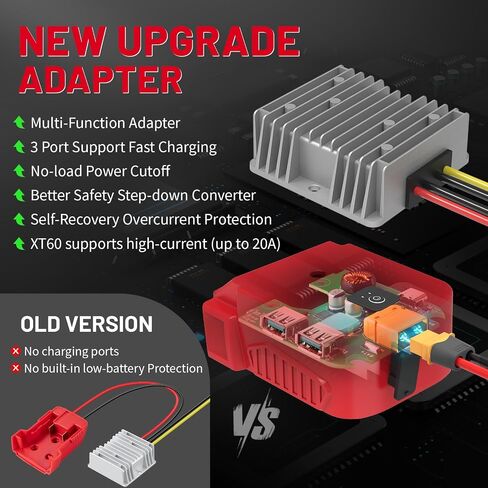 18V to 12V Step Down Converter for Milwaukee M18 18V Battery Adapter & New Upgrade USB Charger Adapter, DC 12V Resistive Loads 20A 240W Buck Converter Regulator (1-Pack) in Saudi Arabia