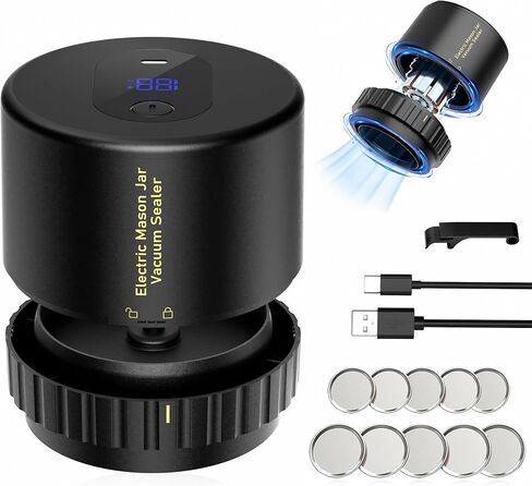 سدادة مكنسة كهربائية من ميسون - مجموعة سدادة مكنسة ماسون مع أغطية ماسون واسعة ومنتظمة للفم، آلة ختم فراغ لتخزين الطعام، سدادة مكنسة كهربائية لتعليب الجرار in Kuwait