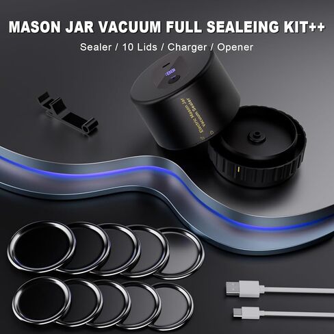 سدادة مكنسة كهربائية من ميسون - مجموعة سدادة مكنسة ماسون مع أغطية ماسون واسعة ومنتظمة للفم، آلة ختم فراغ لتخزين الطعام، سدادة مكنسة كهربائية لتعليب الجرار in Kuwait