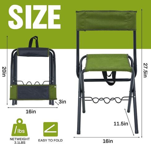 2 Pcs Summer Folding Fishing Chair with Rod Holder Hunting Camping Chairs for Adults Outdoor Portable Folding Chair for Men Women Ice Fishing Lawn Patio Garden Beach Gifts, Green in Saudi Arabia