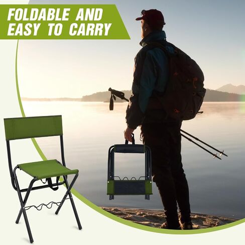 2 Pcs Summer Folding Fishing Chair with Rod Holder Hunting Camping Chairs for Adults Outdoor Portable Folding Chair for Men Women Ice Fishing Lawn Patio Garden Beach Gifts, Green in Saudi Arabia