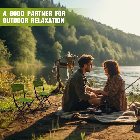2 Pcs Summer Folding Fishing Chair with Rod Holder Hunting Camping Chairs for Adults Outdoor Portable Folding Chair for Men Women Ice Fishing Lawn Patio Garden Beach Gifts, Green in Saudi Arabia