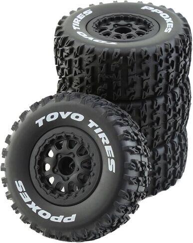 1/10 RC Short Course Truck Tires for All Terrain，Suitable for TRAXXAS Slash4X4 HuanQi 727 ARRMA SENTON 3S Losi Ford Raptor Baja Rey/ 113mm OD High-Performance Short-haul Truck Tires（Black） in Saudi Arabia