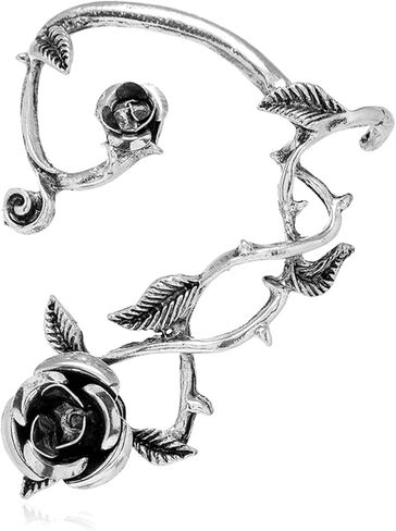 Rose Flower Ear Cuff for Women Gothic Cartilage Clip On Earrings Flower Climber Crawler Earrings Thorn Rattan Wrap Earrings Christmas Gifts for Girls in Saudi Arabia