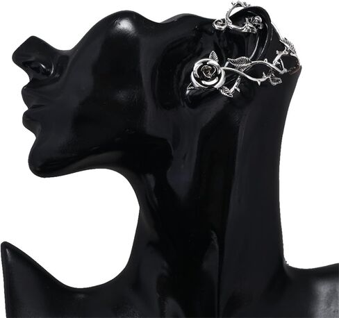 Rose Flower Ear Cuff for Women Gothic Cartilage Clip On Earrings Flower Climber Crawler Earrings Thorn Rattan Wrap Earrings Christmas Gifts for Girls in Saudi Arabia