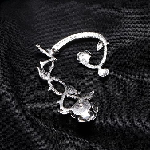 Rose Flower Ear Cuff for Women Gothic Cartilage Clip On Earrings Flower Climber Crawler Earrings Thorn Rattan Wrap Earrings Christmas Gifts for Girls in Saudi Arabia