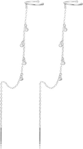 Two Way Cartilage Cuff Wrap Climber Crawler Dangle Drop Threader 18K Gold Vermeil Earrings in Saudi Arabia
