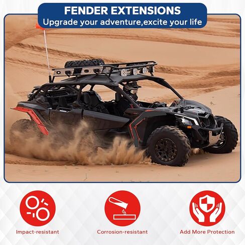 ELITEWILL Maverick X3 Fender Flares واقيات الطين الممتدة وملحقات حاجز HMW شبه المرنة مناسبة لـ Can-Am X3 / X3 Max Ds Turbo R RR 2017-2024 استبدال OEM #715002973 in Kuwait