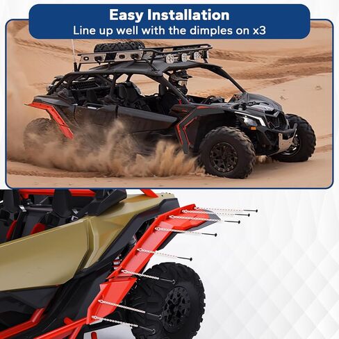 ELITEWILL Maverick X3 Fender Flares واقيات الطين الممتدة وملحقات حاجز HMW شبه المرنة مناسبة لـ Can-Am X3 / X3 Max Ds Turbo R RR 2017-2024 استبدال OEM #715002973 in Kuwait