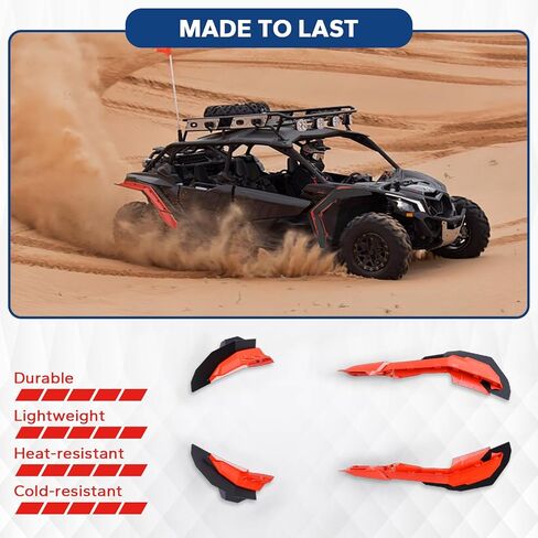 ELITEWILL Maverick X3 Fender Flares واقيات الطين الممتدة وملحقات حاجز HMW شبه المرنة مناسبة لـ Can-Am X3 / X3 Max Ds Turbo R RR 2017-2024 استبدال OEM #715002973 in Kuwait